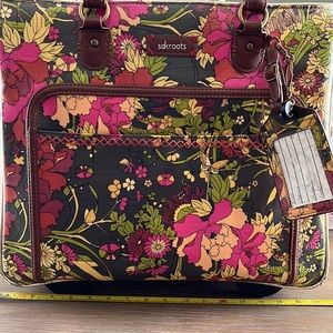 Sak roots Rolling Carry-on. Retractable handle hides in pocket. Brown/ Floral.